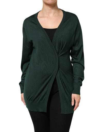 Dolce &amp; Gabbana donkergroene kasjmier zijden cardigan trui