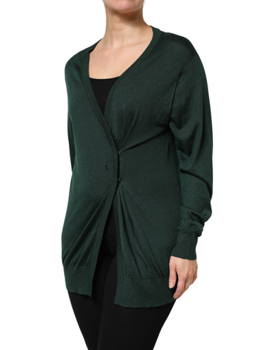 Dolce &amp; Gabbana donkergroene kasjmier zijden cardigan trui