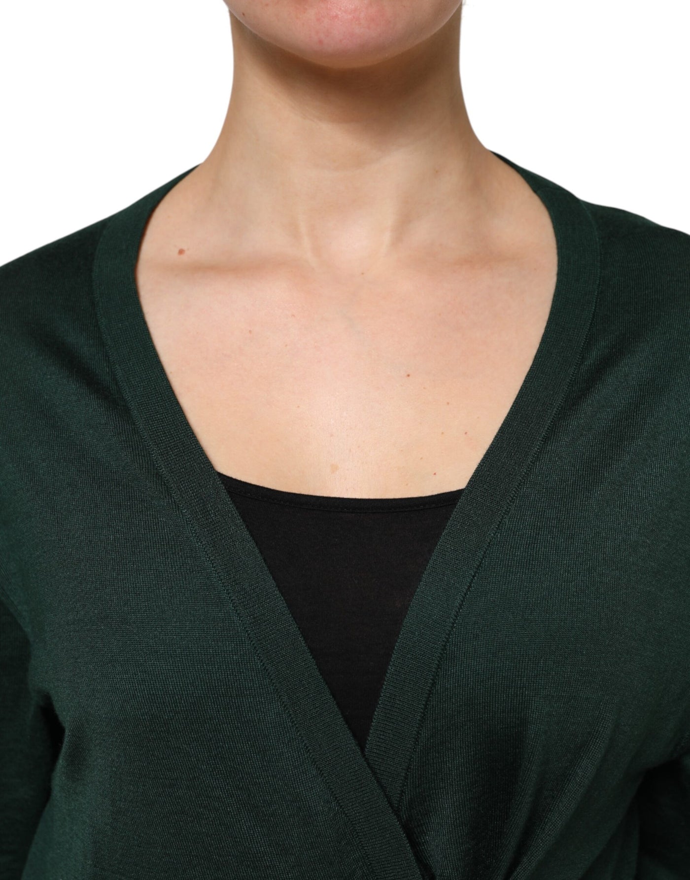 Dolce &amp; Gabbana donkergroene kasjmier zijden cardigan trui