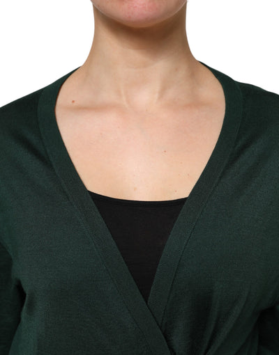 Dolce &amp; Gabbana donkergroene kasjmier zijden cardigan trui