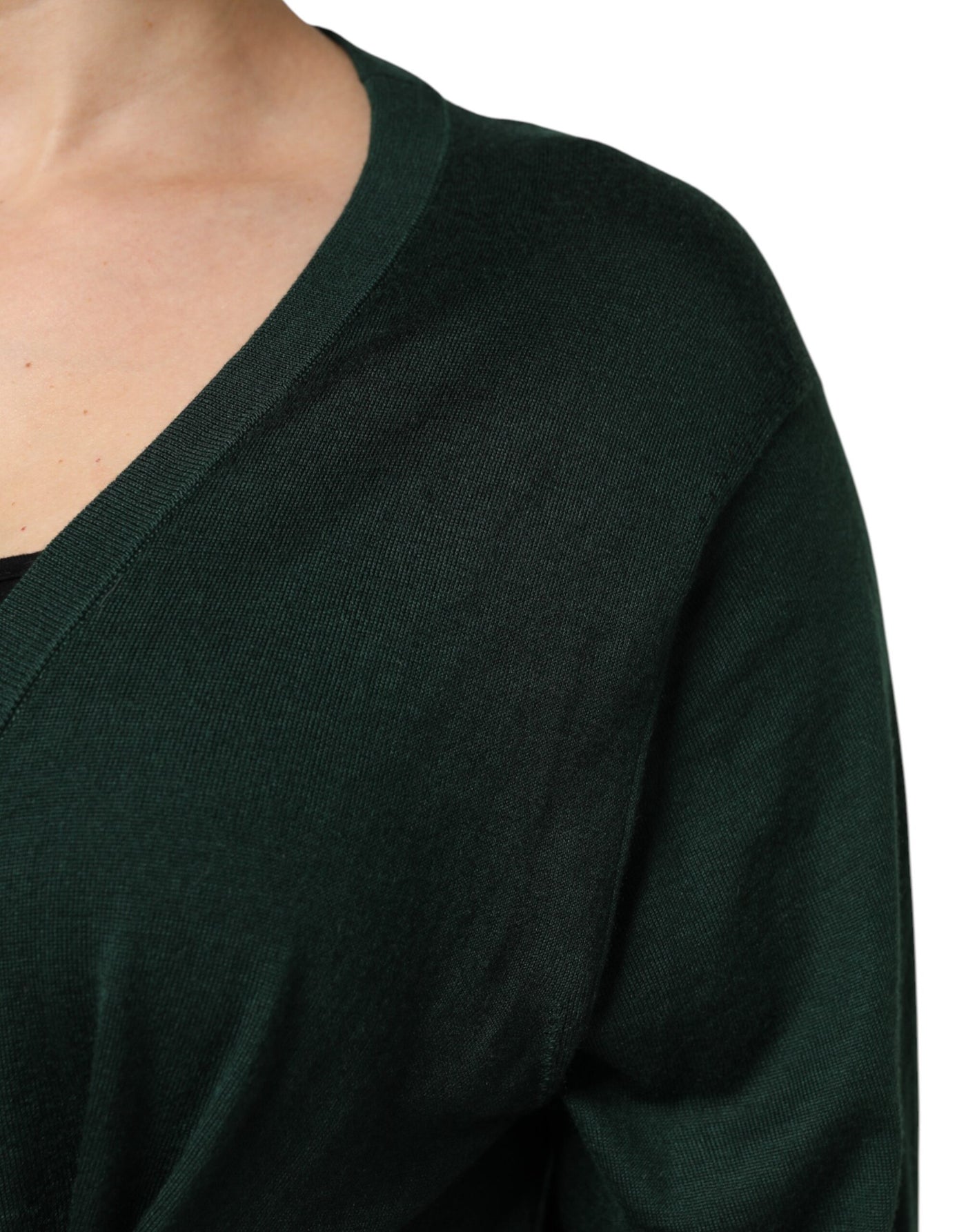 Dolce &amp; Gabbana donkergroene kasjmier zijden cardigan trui