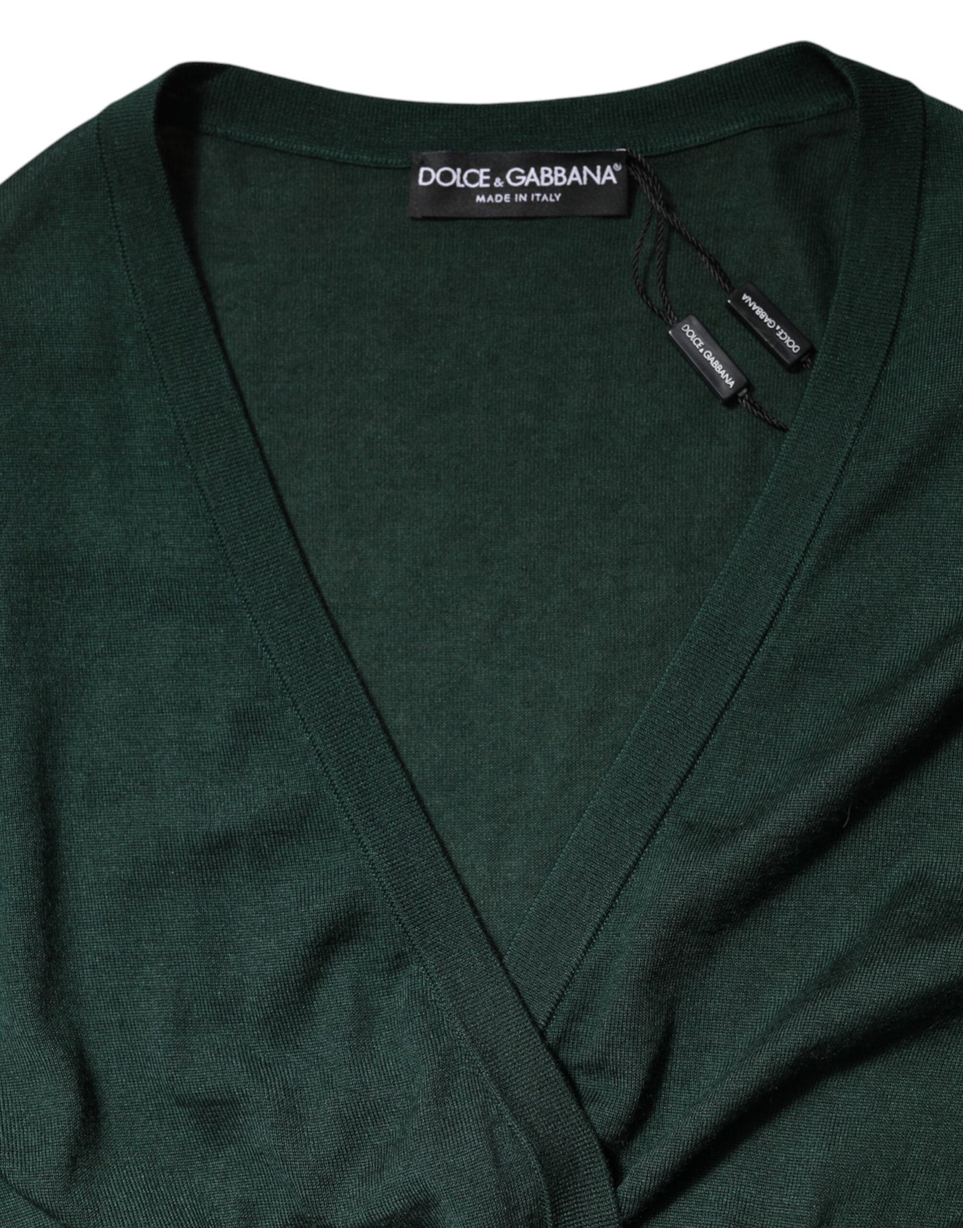 Dolce &amp; Gabbana donkergroene kasjmier zijden cardigan trui