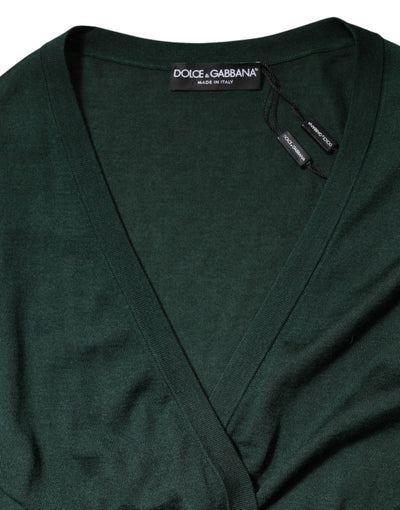 Dolce &amp; Gabbana donkergroene kasjmier zijden cardigan trui
