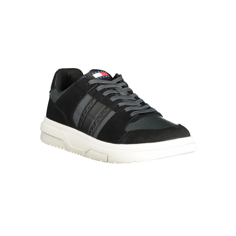 Tommy Hilfiger Zwarte Leren Heren Sneaker