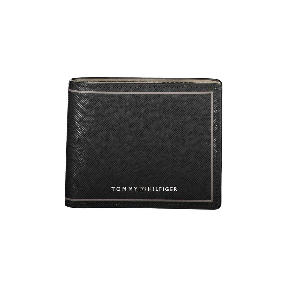 Tommy Hilfiger Zwarte Leren Dubbele Kaarthouder