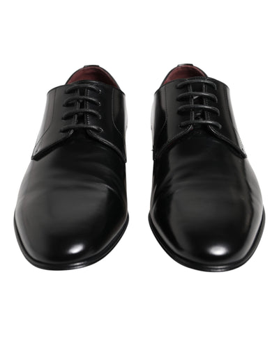Chaussures habillées derby à lacets en cuir noir Dolce &amp; Gabbana