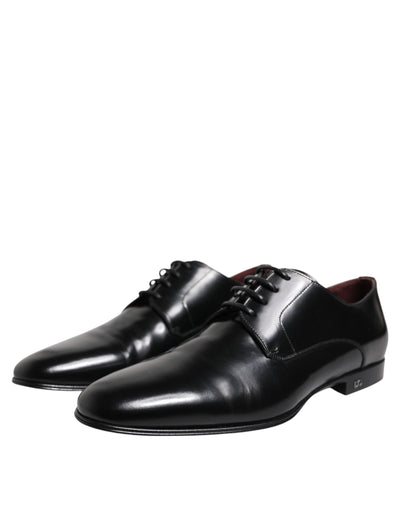 Chaussures habillées derby à lacets en cuir noir Dolce &amp; Gabbana
