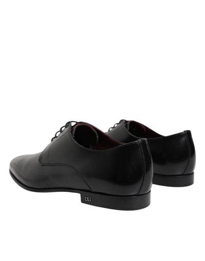 Chaussures habillées derby à lacets en cuir noir Dolce &amp; Gabbana