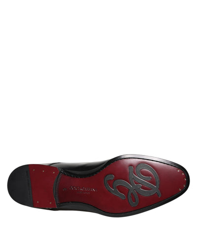 Chaussures habillées derby à lacets en cuir noir Dolce &amp; Gabbana