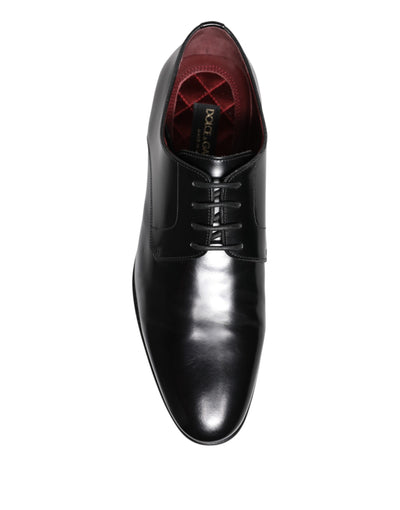 Chaussures habillées derby à lacets en cuir noir Dolce &amp; Gabbana