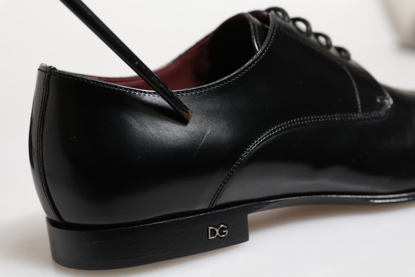 Chaussures habillées derby à lacets en cuir noir Dolce &amp; Gabbana