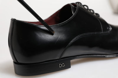 Chaussures habillées derby à lacets en cuir noir Dolce &amp; Gabbana