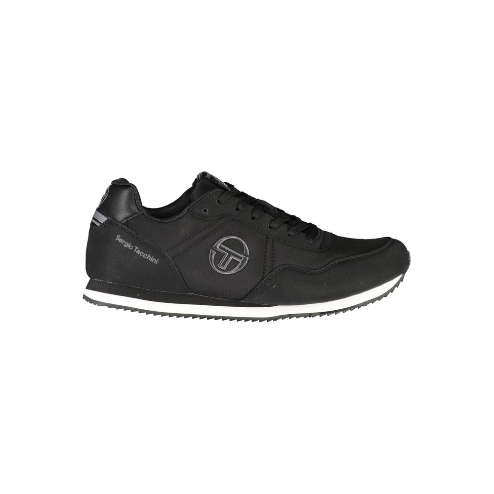 Sergio Tacchini Elegante Zwarte Geborduurde Sneakers met Veters
