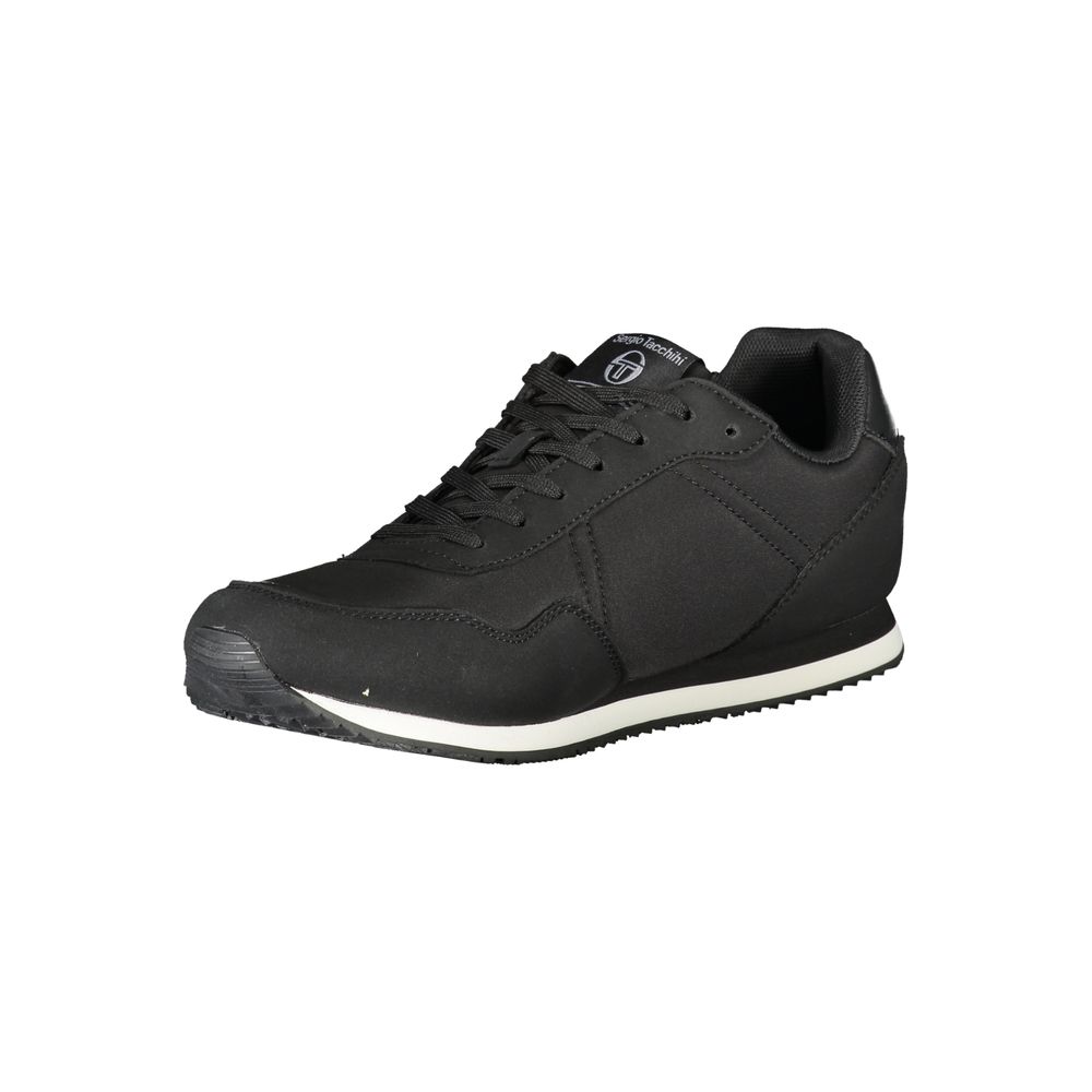 Sergio Tacchini Elegante Zwarte Geborduurde Sneakers met Veters
