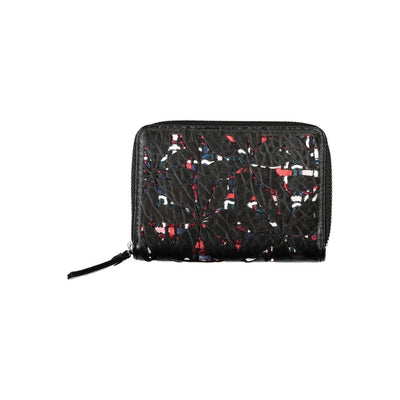 Portefeuille zippé noir élégant Desigual avec détails contrastés