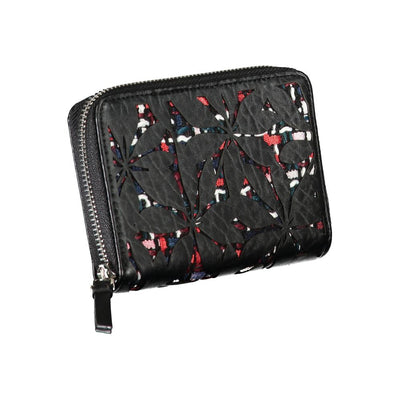 Portefeuille zippé noir élégant Desigual avec détails contrastés