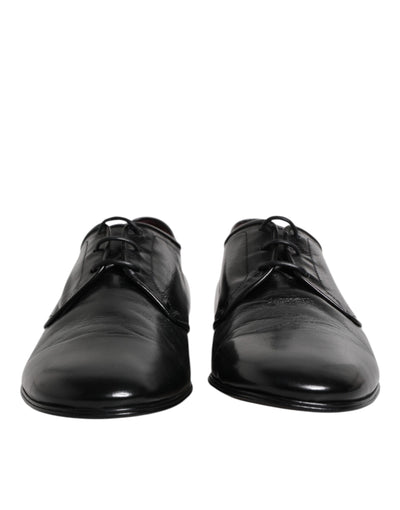 Dolce &amp; Gabbana Zwarte Leren Veterschoenen Derby Dress Formele Schoenen