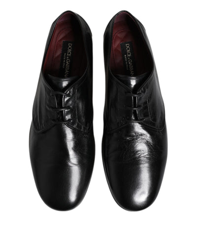 Dolce &amp; Gabbana Zwarte Leren Veterschoenen Derby Dress Formele Schoenen