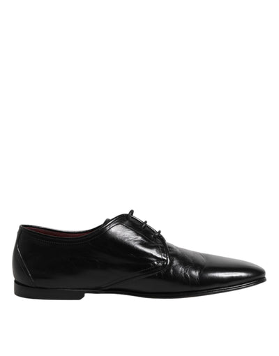Dolce &amp; Gabbana Zwarte Leren Veterschoenen Derby Dress Formele Schoenen