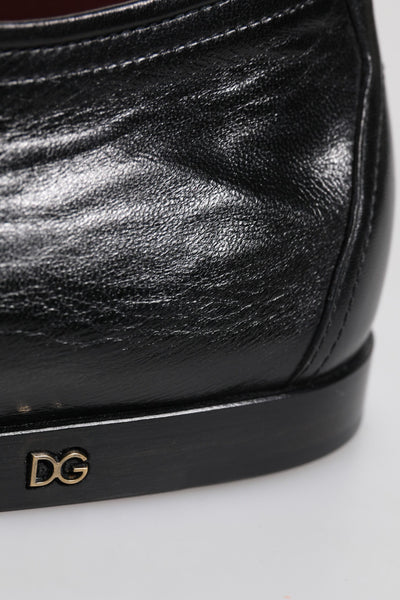 Dolce &amp; Gabbana Zwarte Leren Veterschoenen Derby Dress Formele Schoenen