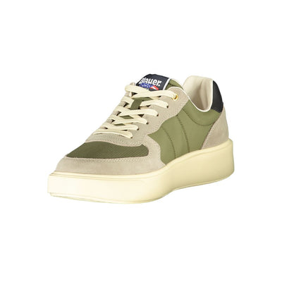 Blauer Groene Leren Heren Sneaker