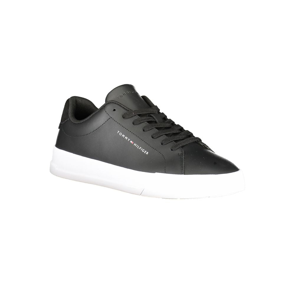Tommy Hilfiger Zwarte Leren Heren Sneaker