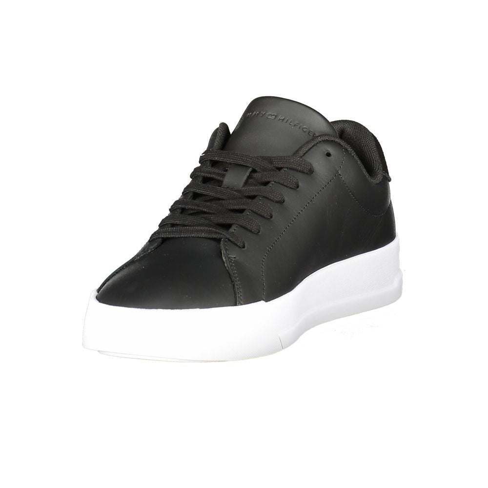 Tommy Hilfiger Zwarte Leren Heren Sneaker