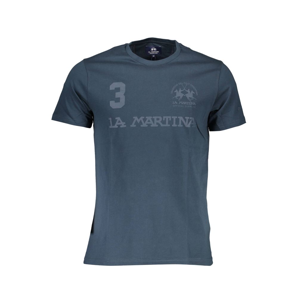 La Martina Blauw Katoenen Heren T-shirt