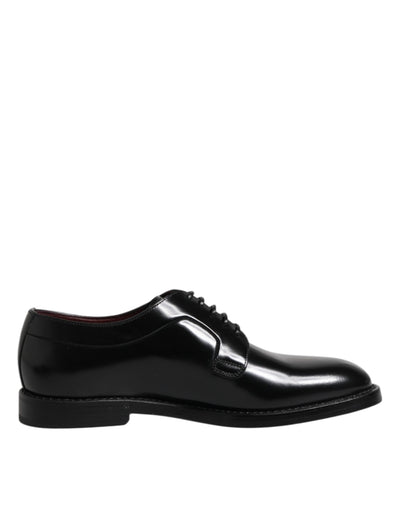 Dolce &amp; Gabbana Zwarte Leren Veterschoenen Derby Dress Formele Schoenen