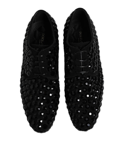 Dolce &amp; Gabbana Zwarte Suède Strass Derby Formele Schoenen