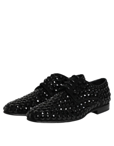 Dolce &amp; Gabbana Zwarte Suède Strass Derby Formele Schoenen