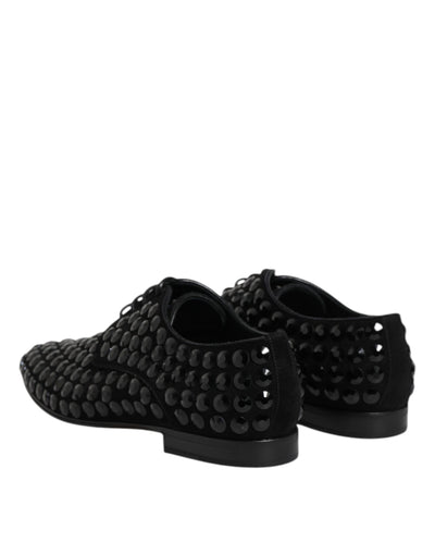 Dolce &amp; Gabbana Zwarte Suède Strass Derby Formele Schoenen
