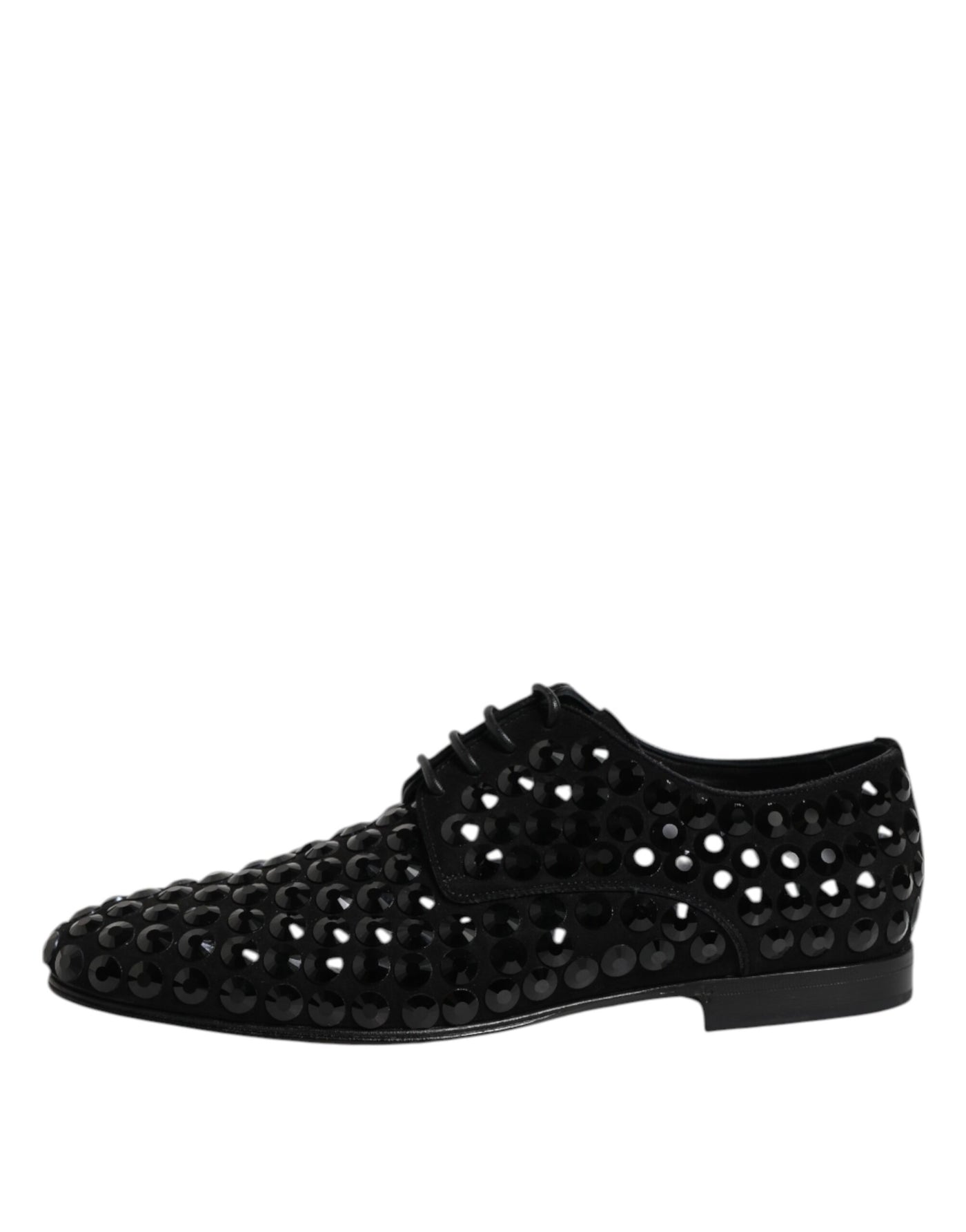 Dolce &amp; Gabbana Zwarte Suède Strass Derby Formele Schoenen