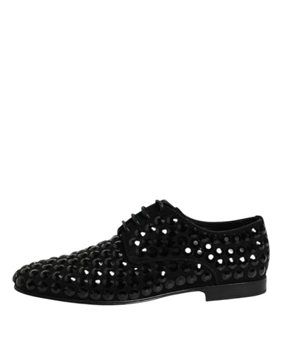 Dolce &amp; Gabbana Zwarte Suède Strass Derby Formele Schoenen