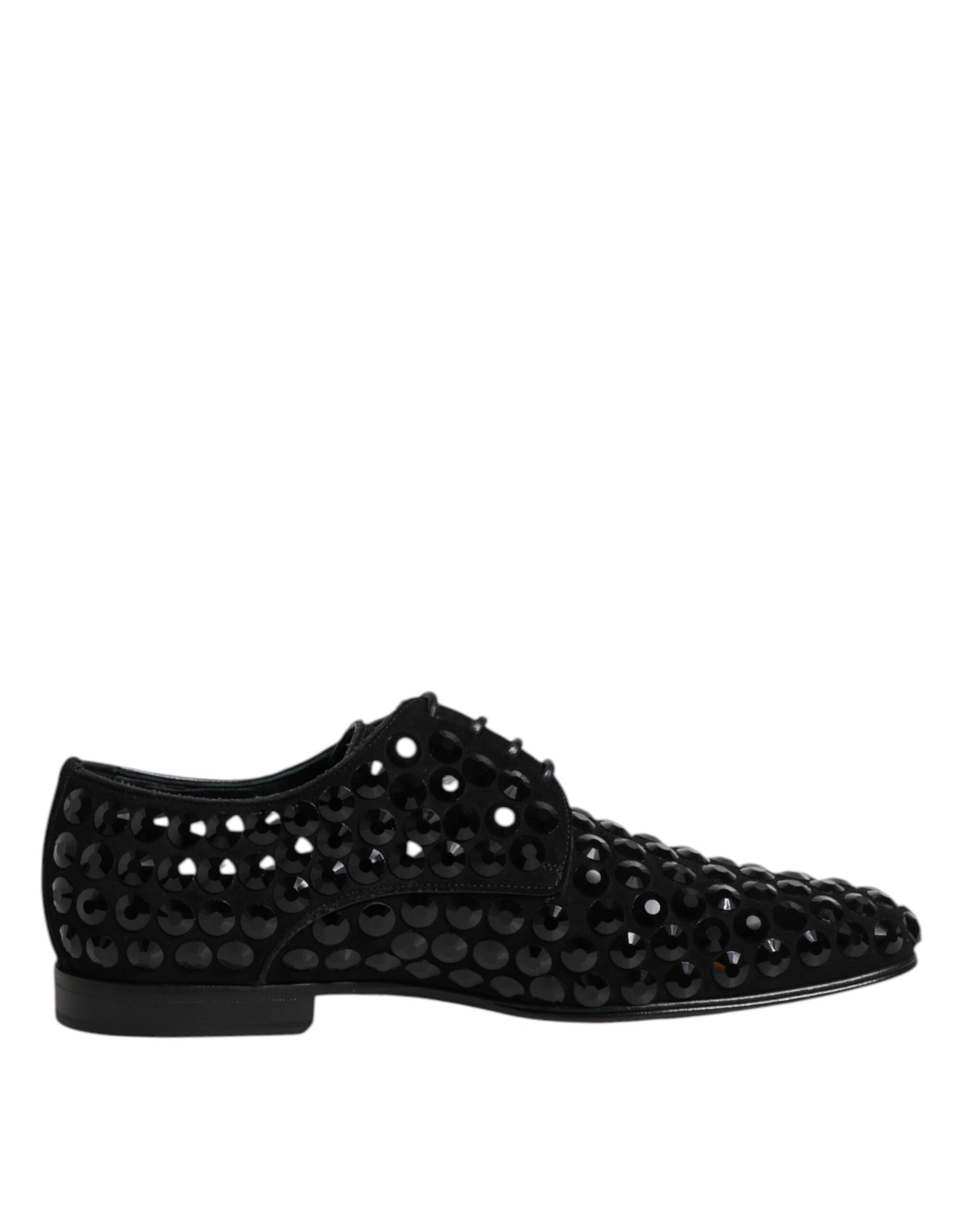 Dolce &amp; Gabbana Zwarte Suède Strass Derby Formele Schoenen