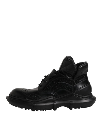 Dolce & Gabbana Black Leather Casual Mens Ankle Boots Shoes