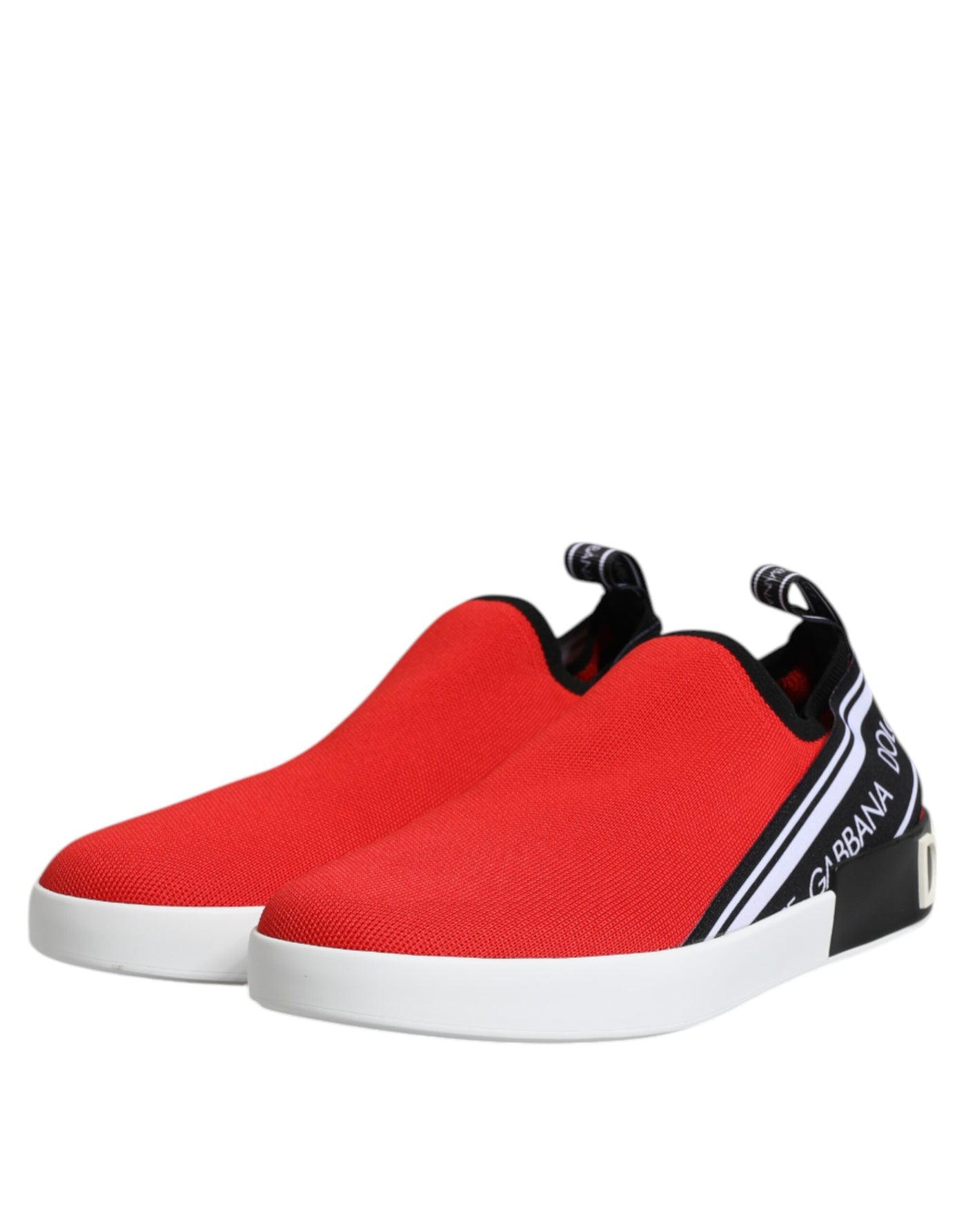 Dolce &amp; Gabbana Red Logo Low Top Slip On Heren Sneakers Schoenen
