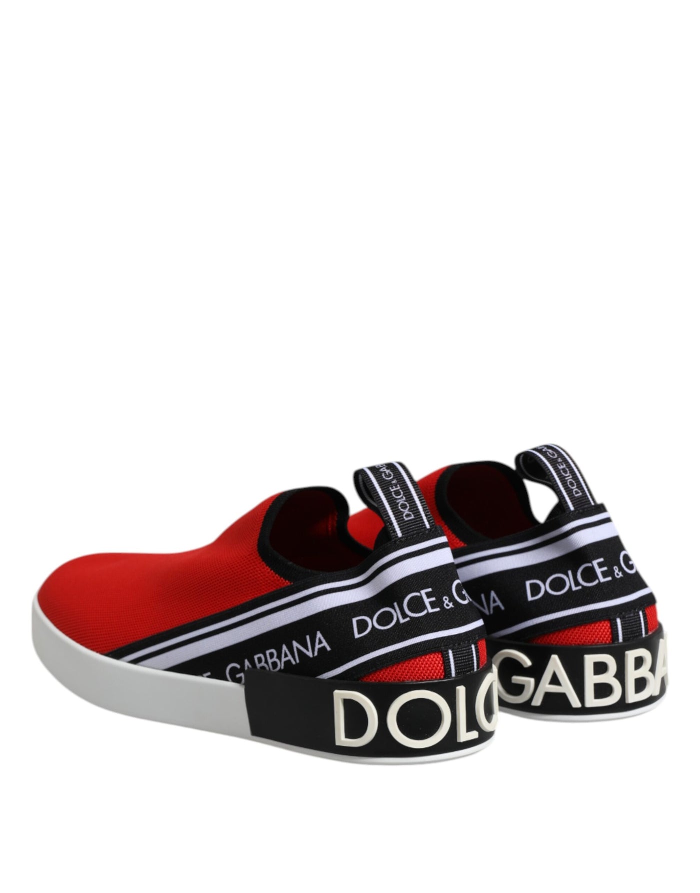 Dolce &amp; Gabbana Red Logo Low Top Slip On Heren Sneakers Schoenen