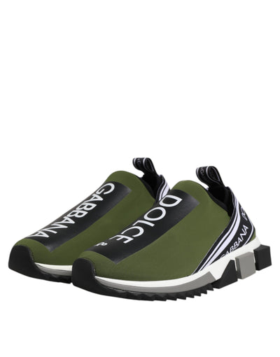 Dolce &amp; Gabbana Groene Zwarte Slip On Sorrento Sneakers Schoenen