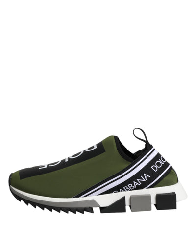 Dolce &amp; Gabbana Groene Zwarte Slip On Sorrento Sneakers Schoenen