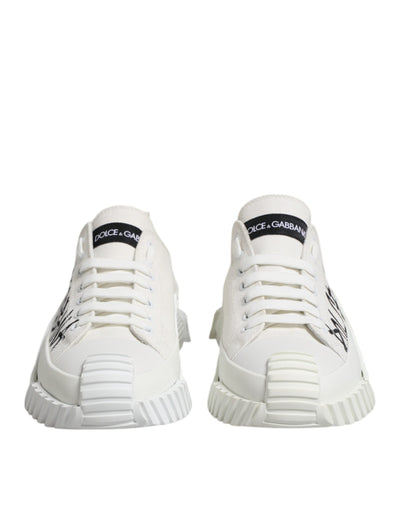Dolce &amp; Gabbana witte veterschoenen met logoprint en lage bovenkant