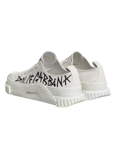 Dolce &amp; Gabbana witte veterschoenen met logoprint en lage bovenkant