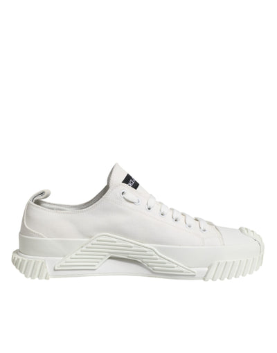Dolce &amp; Gabbana witte veterschoenen met logoprint en lage bovenkant