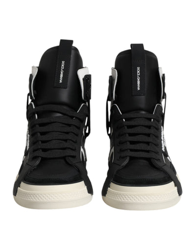 Dolce &amp; Gabbana Zwarte Leren High Top Logo Heren Sneakers Schoenen