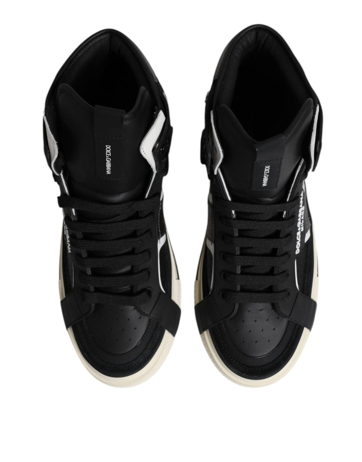 Dolce &amp; Gabbana Zwarte Leren High Top Logo Heren Sneakers Schoenen