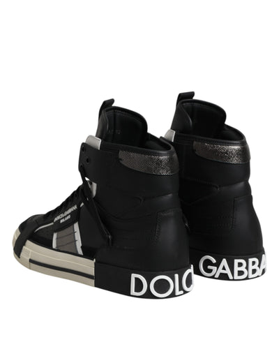 Dolce &amp; Gabbana Zwarte Leren High Top Logo Heren Sneakers Schoenen