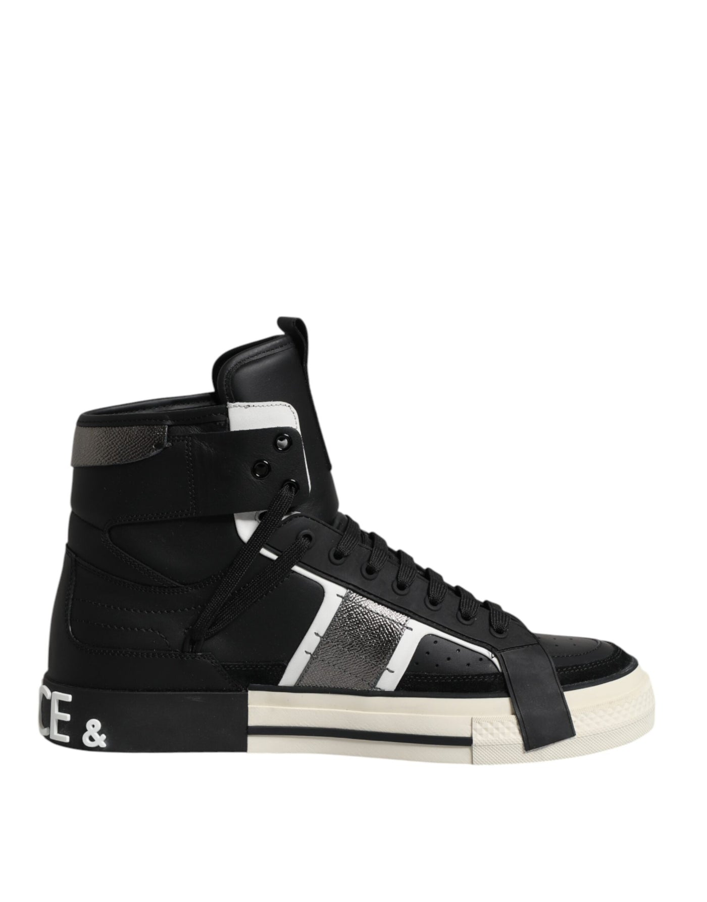 Dolce &amp; Gabbana Zwarte Leren High Top Logo Heren Sneakers Schoenen