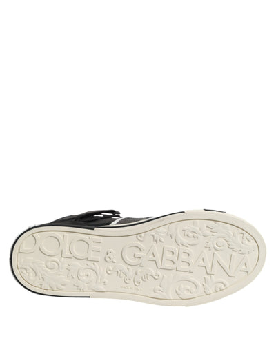 Dolce &amp; Gabbana Zwarte Leren High Top Logo Heren Sneakers Schoenen