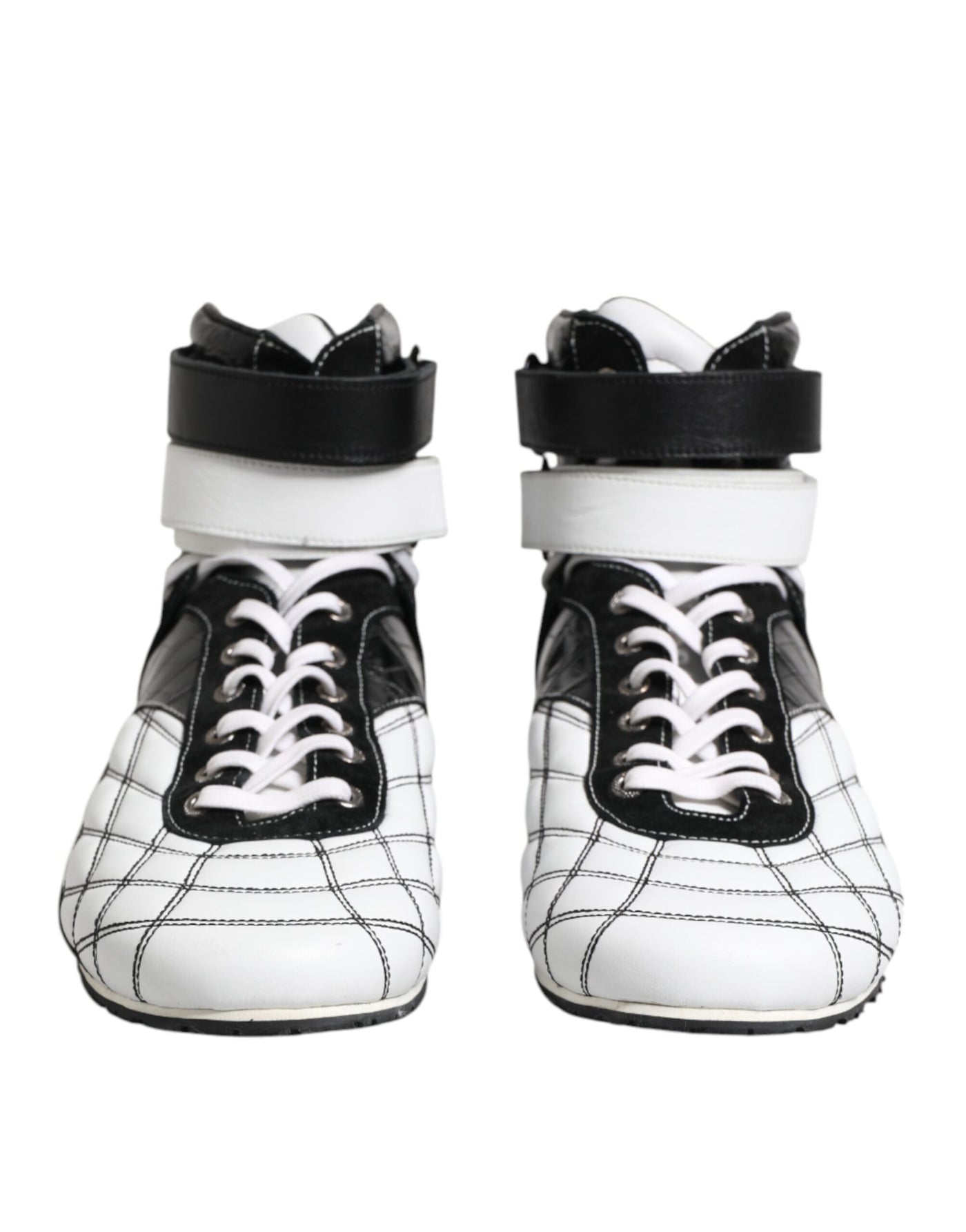 Dolce &amp; Gabbana Zwart Wit Leren Hoge Sneakers Schoenen