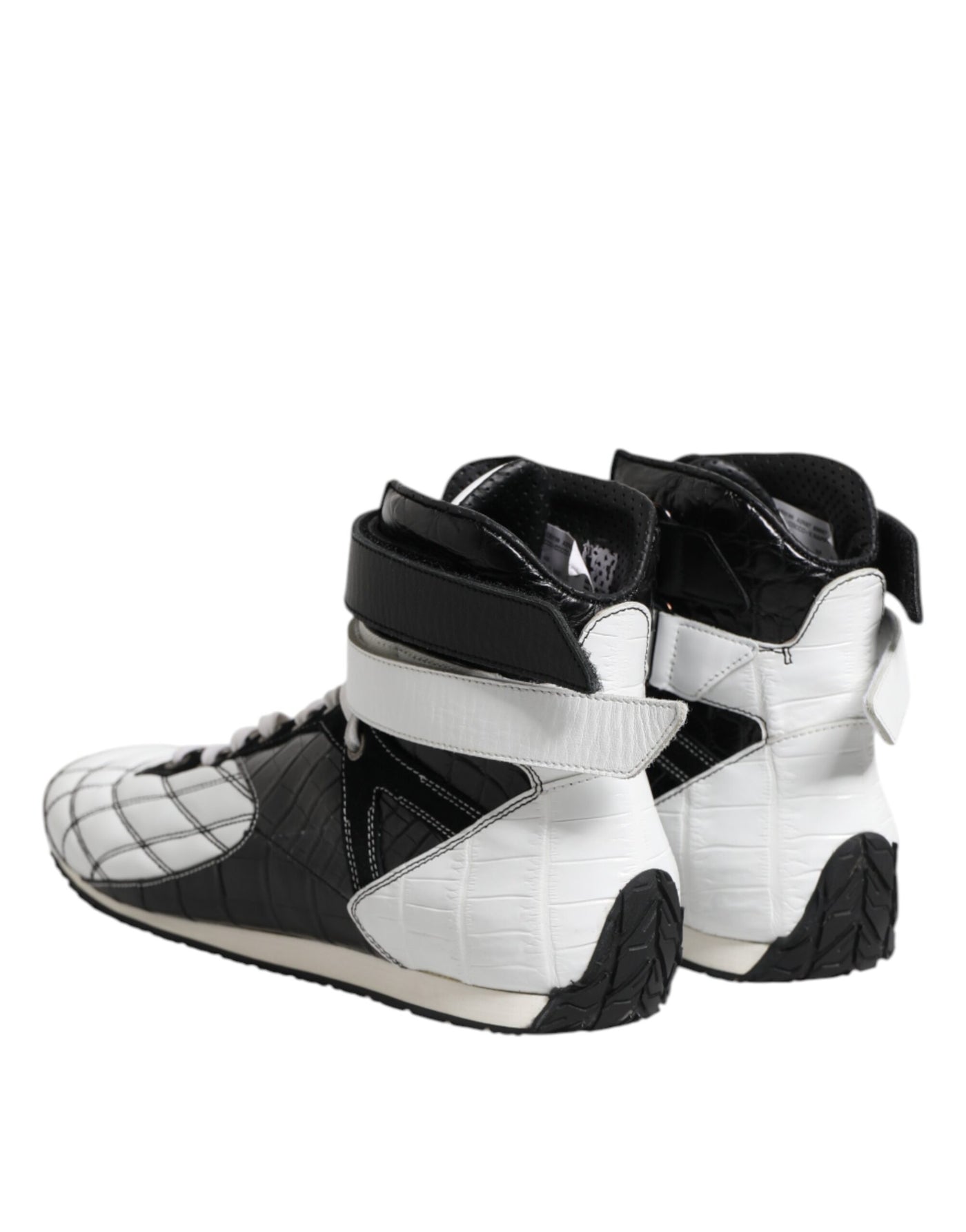 Dolce &amp; Gabbana Zwart Wit Leren Hoge Sneakers Schoenen